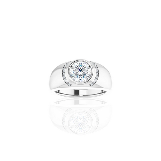 Wide Band | Half Halo | Diamond Wedding Ring