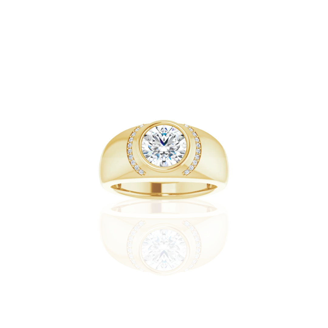 Wide Band | Half Halo | Diamond Wedding Ring